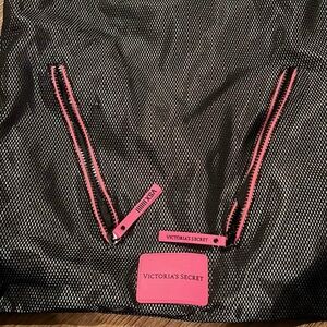 Victoria's Secret Black and Pink Drawstring Bag
